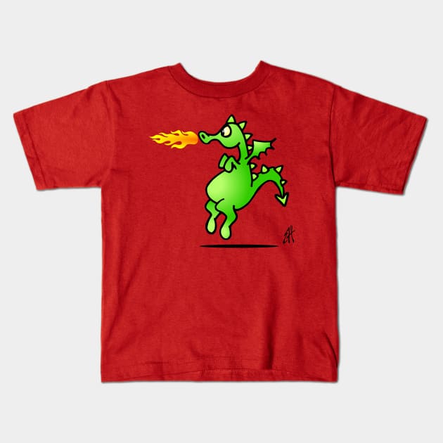 Fire breathing dragon Kids T-Shirt by Cardvibes